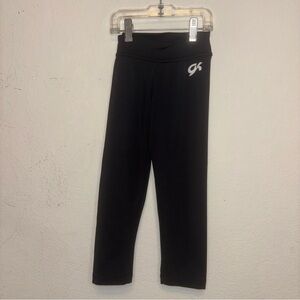 GK Black Girls Athletic Leggings with White Logo